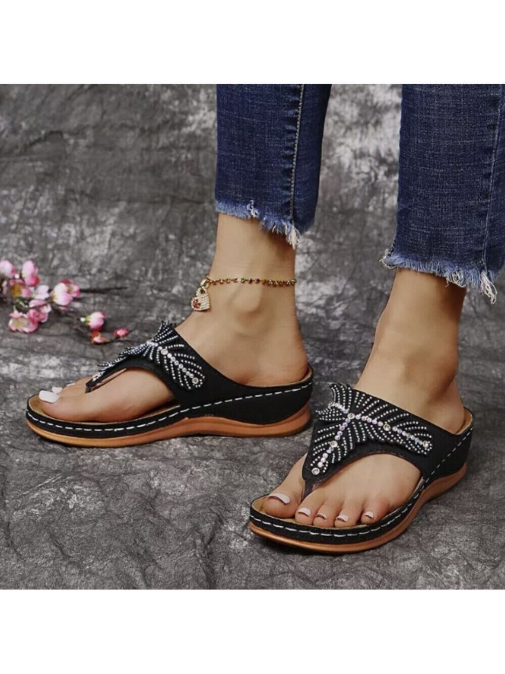 NWOT Women's Beaded Sandals choose Black or Tan both are size 9 - Picture 11 of 12